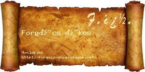 Forgács Ákos névjegykártya